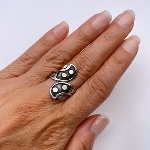 Vintage Sterling Silver Taxco Ring‎ Adjustable Unisex Signed MMA Eagle 3